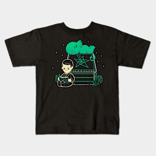 Cute Cthulhu and Lovecraft on House Kids T-Shirt